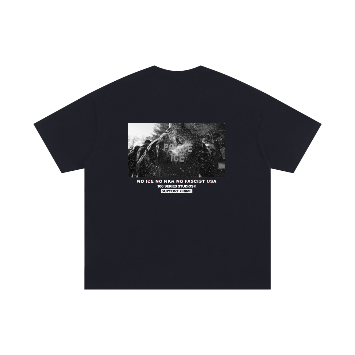 100 SERIES X SUPPORT CRIME (ASSAULT ICE) BLACK TEE