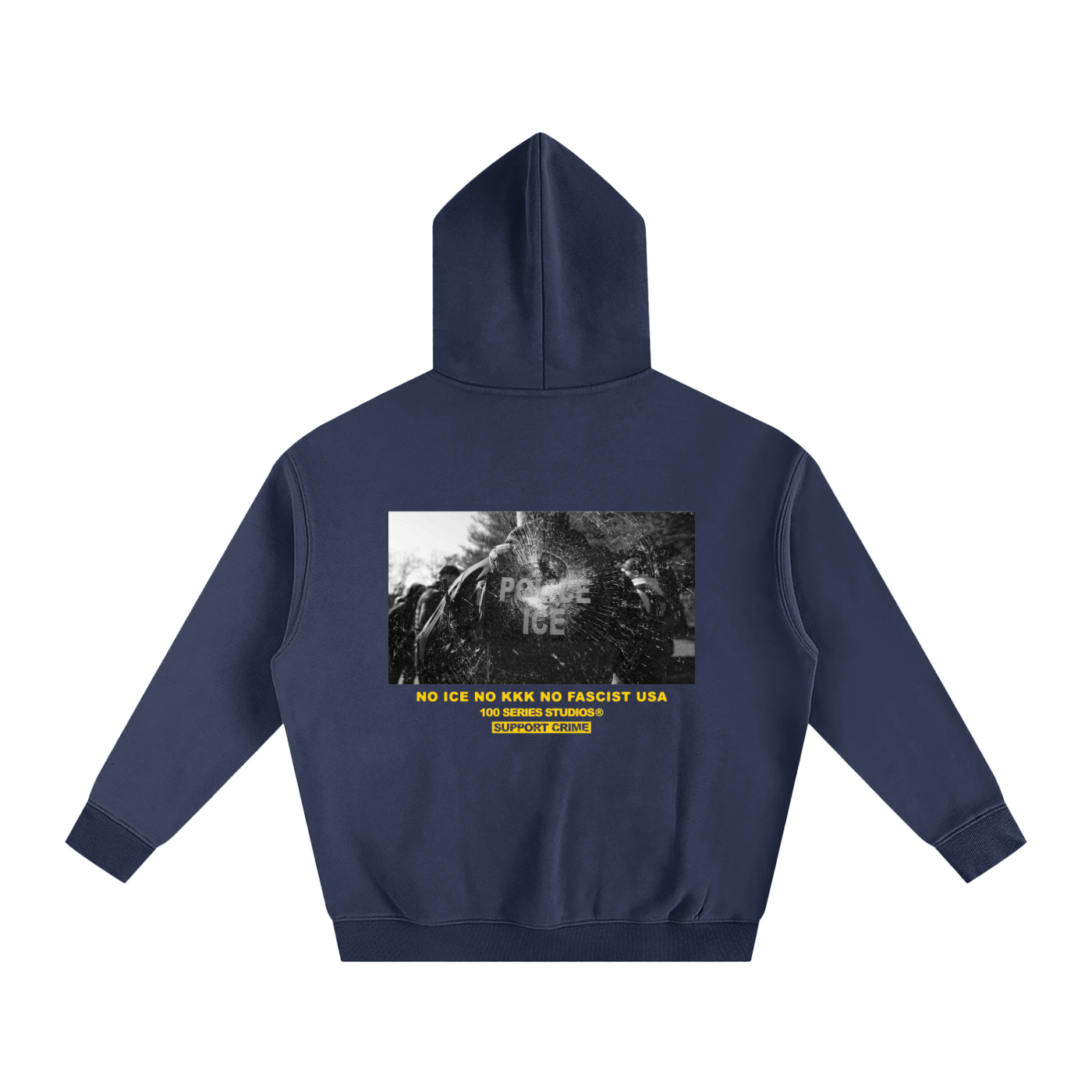 100 SERIES X SUPPORT CRIME - ASSAULT I.C.E. (NAVY HOODIE)
