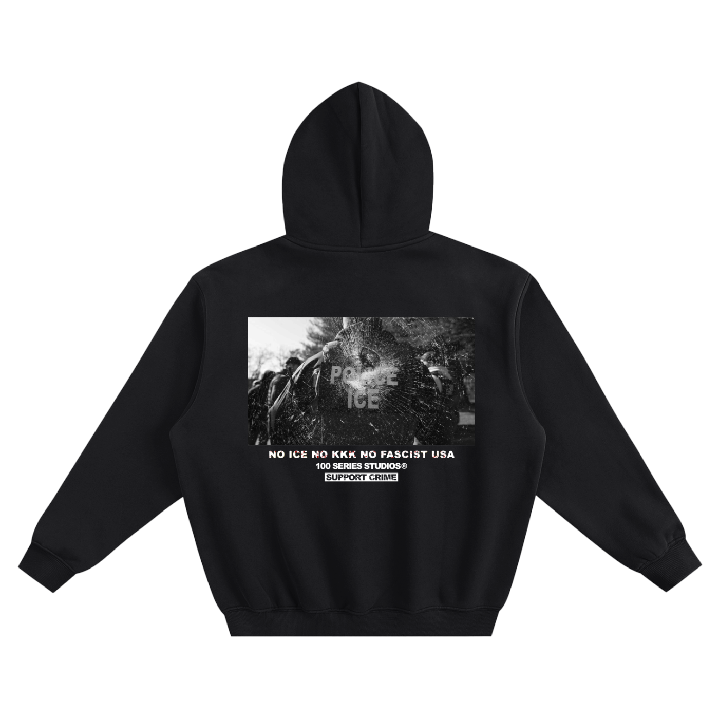 100 SERIES STUDIOS X SUPPORT CRIME (ASSAULT I.C.E.) HOODIE - OG SUPPORT CRIME COLORWAY